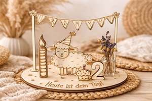 Geburtstagsteller aus Holz